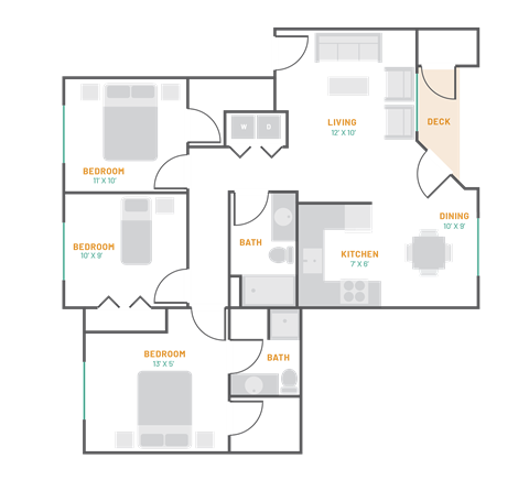 a floor plan of a house with a bedroom and a living room